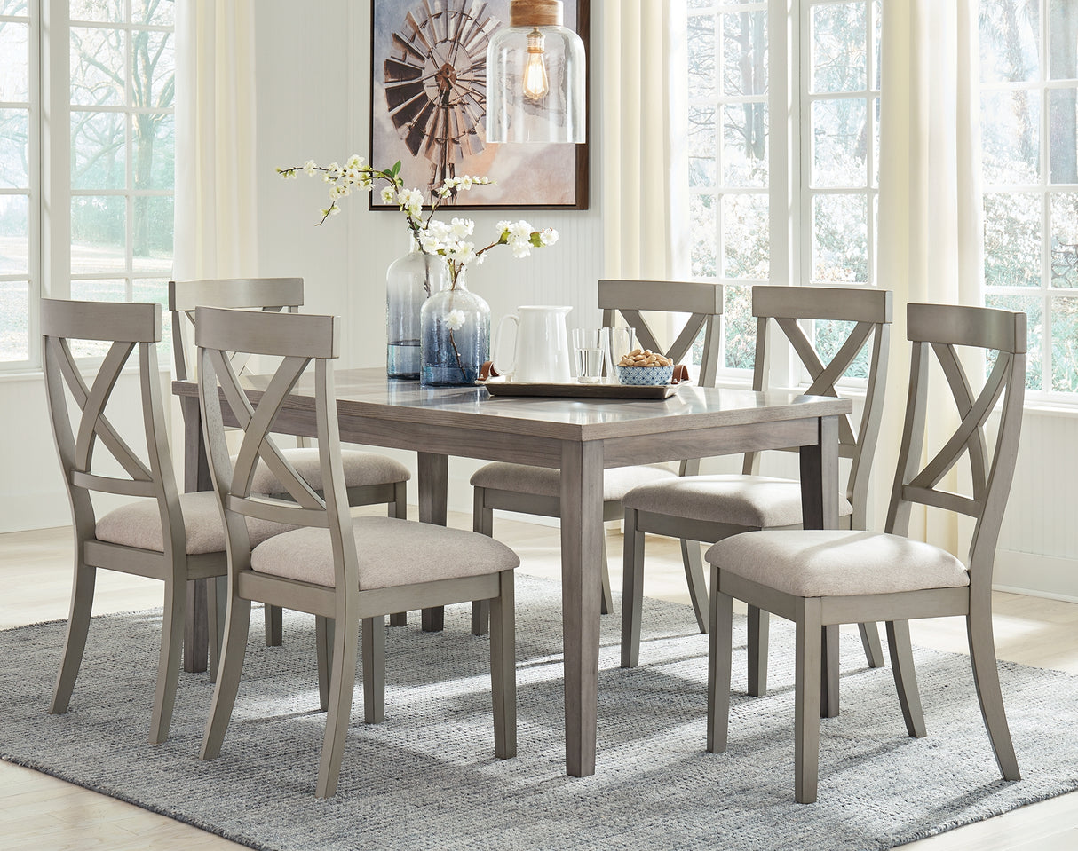 Parellen Dining Table and 6 Chairs in Gray - PKG011520