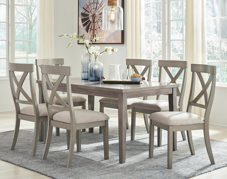 Parellen Dining Table and 6 Chairs in Gray - PKG011520