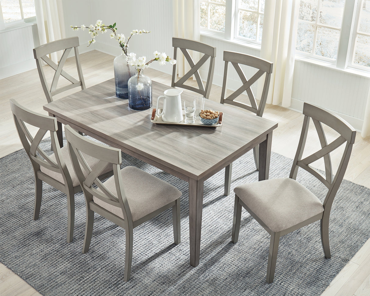 Parellen Dining Table and 6 Chairs in Gray - PKG011520