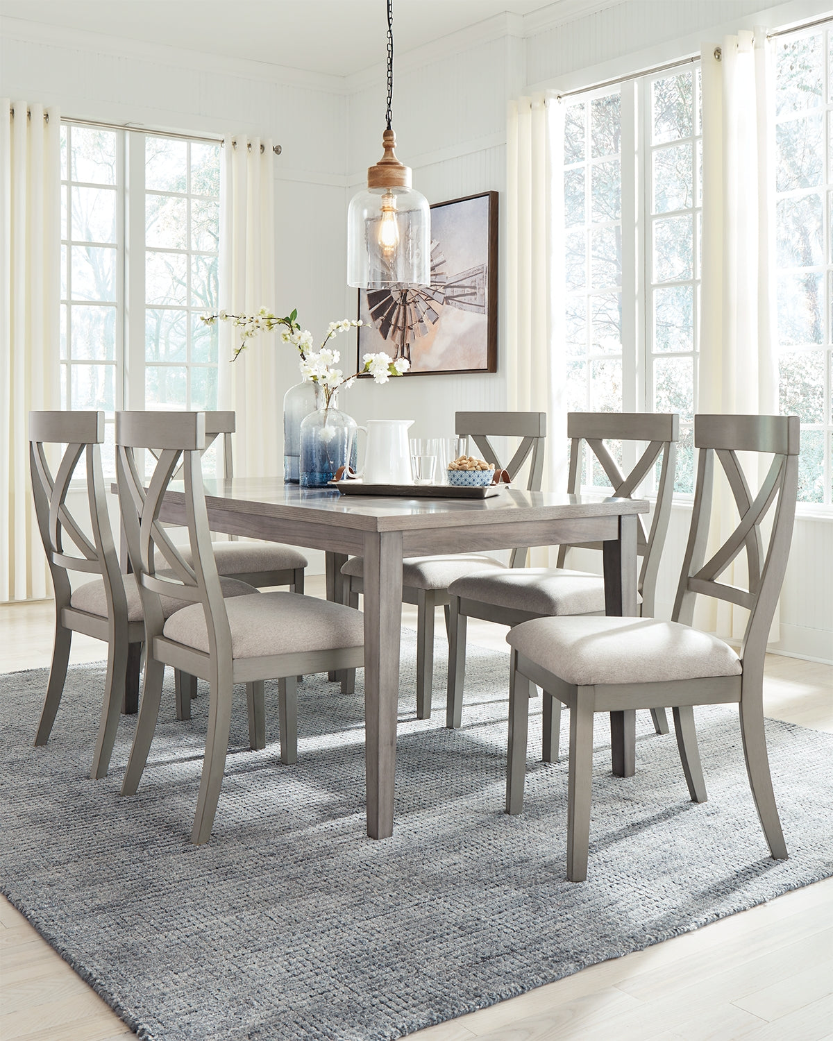 Parellen Dining Table and 6 Chairs in Gray - PKG011520