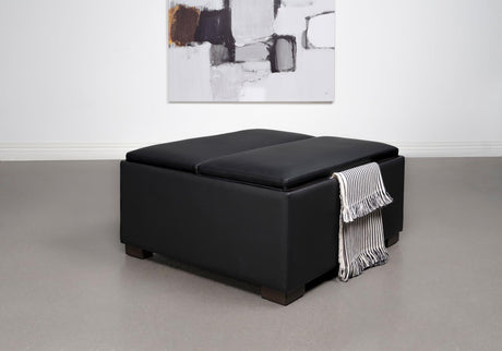 Paris Multifunctional Upholstered Storage Ottoman with Utility Tray Black from Coaster - Luna Furniture