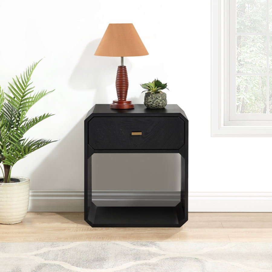 Parker Ash Veneer Nightstand in Black from Meridian - Luna Furniture