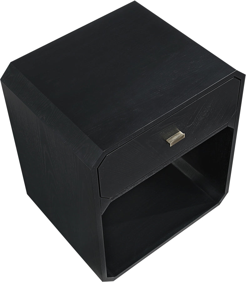 Parker Ash Veneer Nightstand in Black from Meridian - Luna Furniture