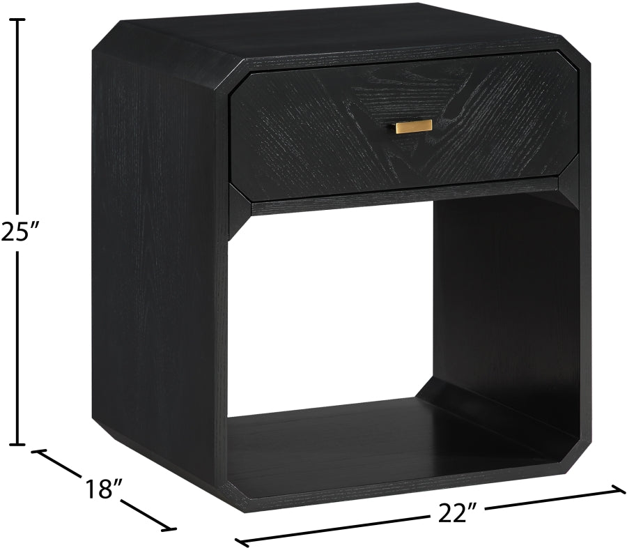 Parker Ash Veneer Nightstand in Black from Meridian - Luna Furniture