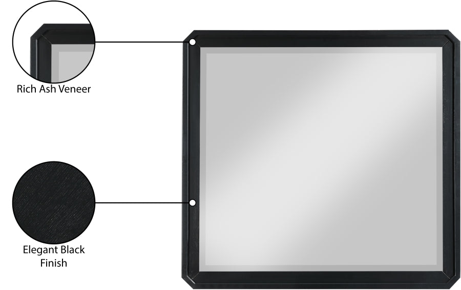 Parker Rubberwood Mirrors in Black from Meridian - Luna Furniture