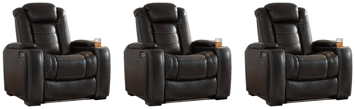 Party Time 3-Piece Home Theater Seating in Midnight - PKG010448