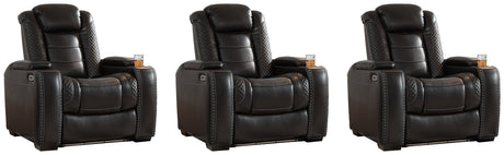 Party Time 3-Piece Home Theater Seating in Midnight from Ashley - Luna Furniture