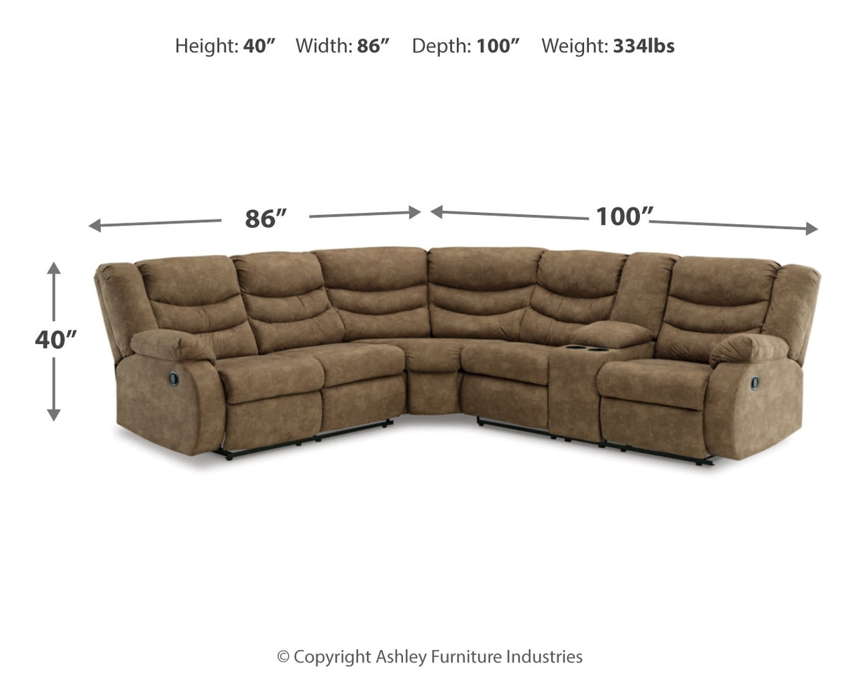 Partymate 2-Piece Sectional with Recliner in Brindle - PKG015101