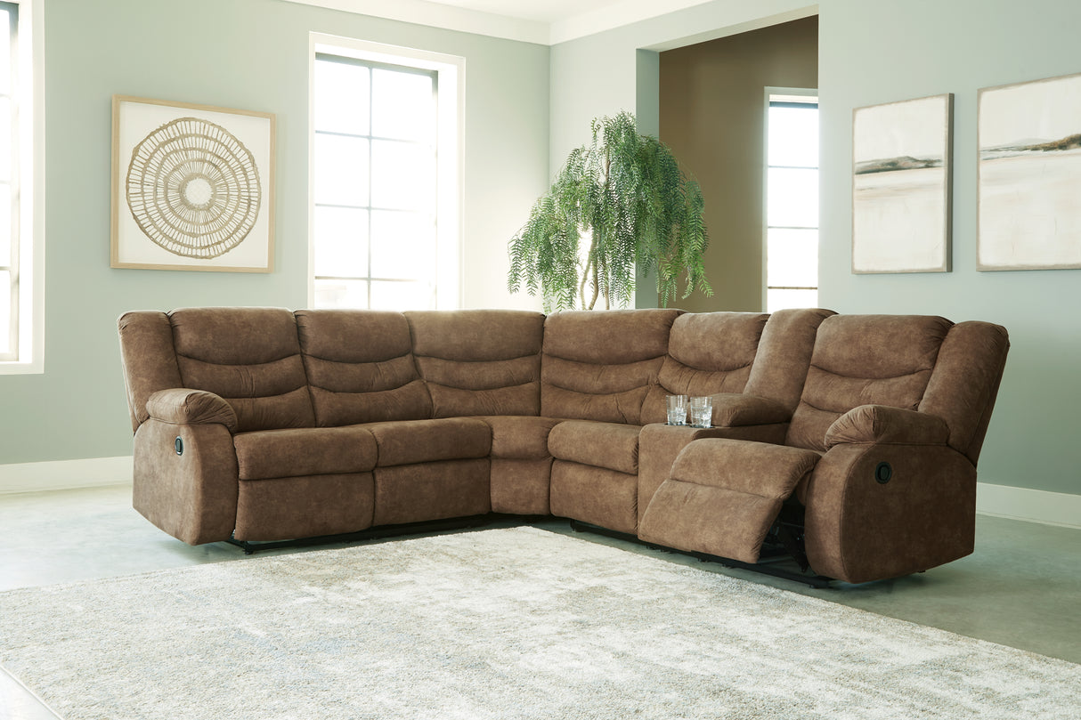 Partymate 2-Piece Sectional with Recliner in Brindle - PKG015101