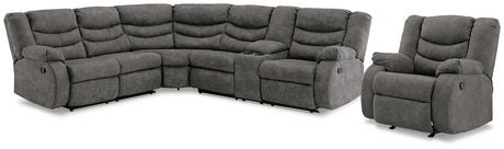 Partymate 2-Piece Sectional with Recliner in Slate - PKG015103