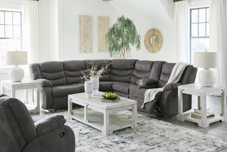 Partymate 2-Piece Sectional with Recliner in Slate - PKG015103