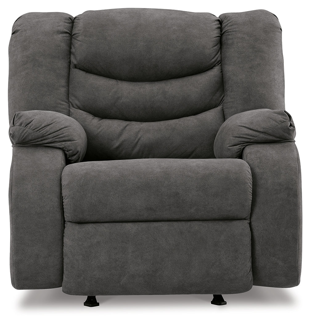 Partymate 2-Piece Sectional with Recliner in Slate - PKG015104