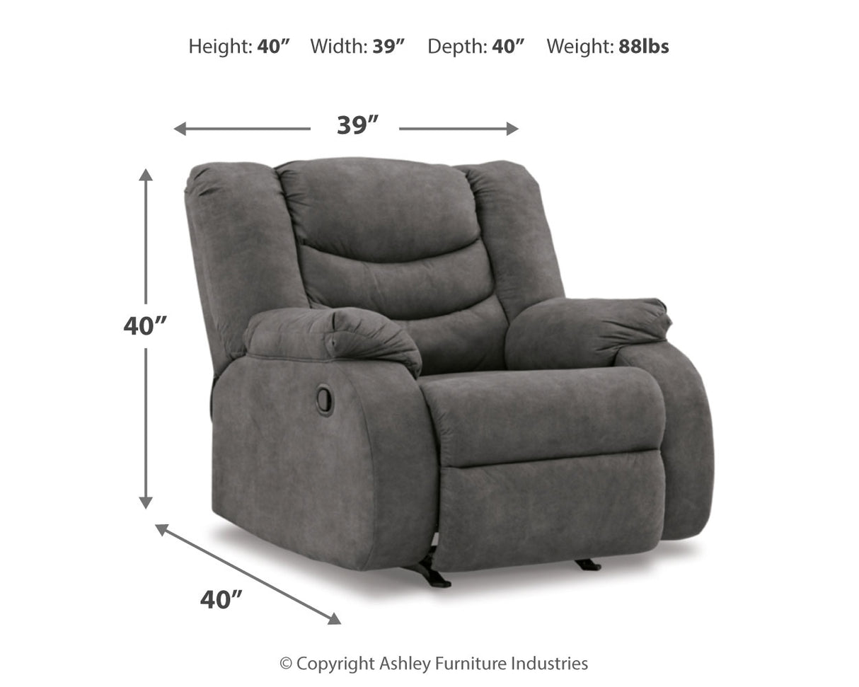 Partymate 2-Piece Sectional with Recliner in Slate - PKG015104