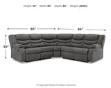 Partymate 2-Piece Sectional with Recliner in Slate - PKG015104