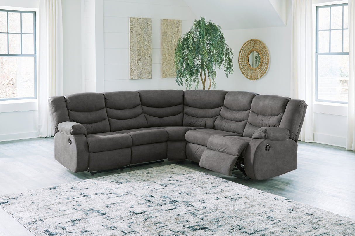 Partymate 2-Piece Sectional with Recliner in Slate - PKG015104