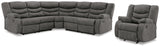 Partymate 2-Piece Sectional with Recliner in Slate - PKG015104