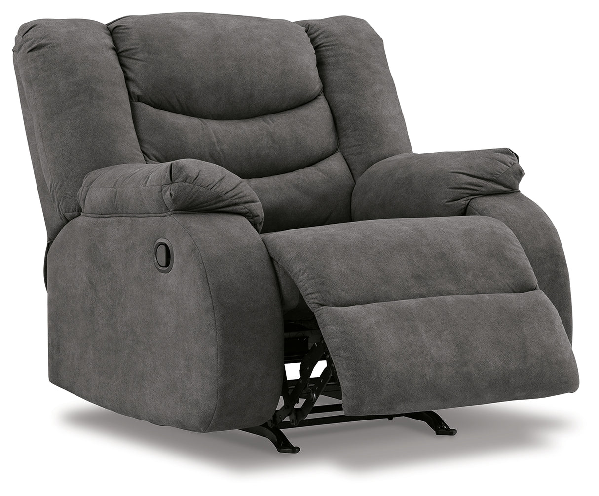 Partymate 2-Piece Sectional with Recliner in Slate - PKG015104