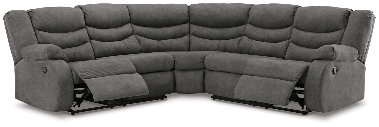 Partymate 2-Piece Sectional with Recliner in Slate - PKG015104