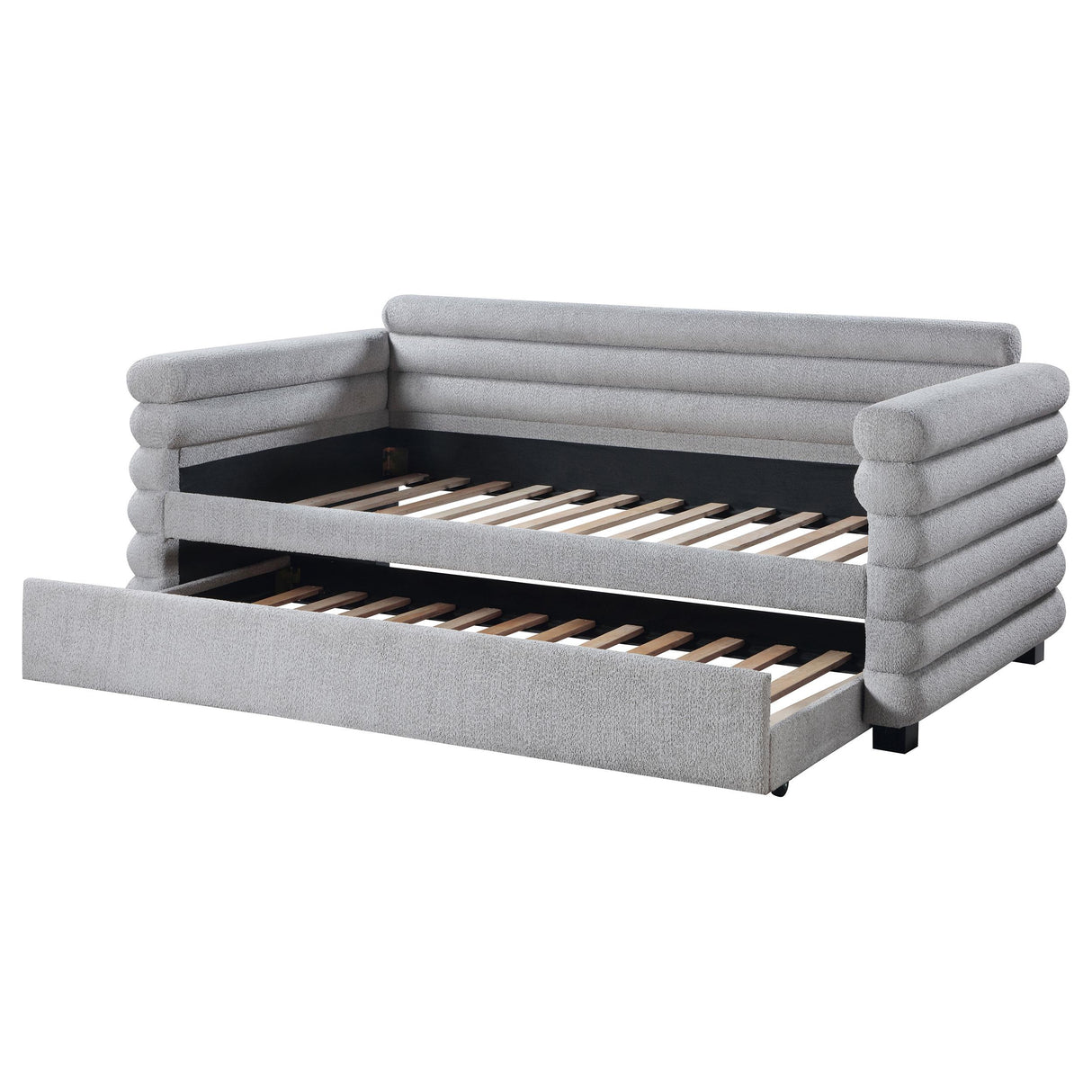 Patricia Boucle Upholstered Twin Day Bed with Trundle Grey from Coaster - Luna Furniture