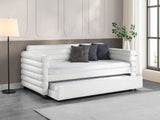 Patricia Boucle Upholstered Twin Day Bed with Trundle White from Coaster - Luna Furniture