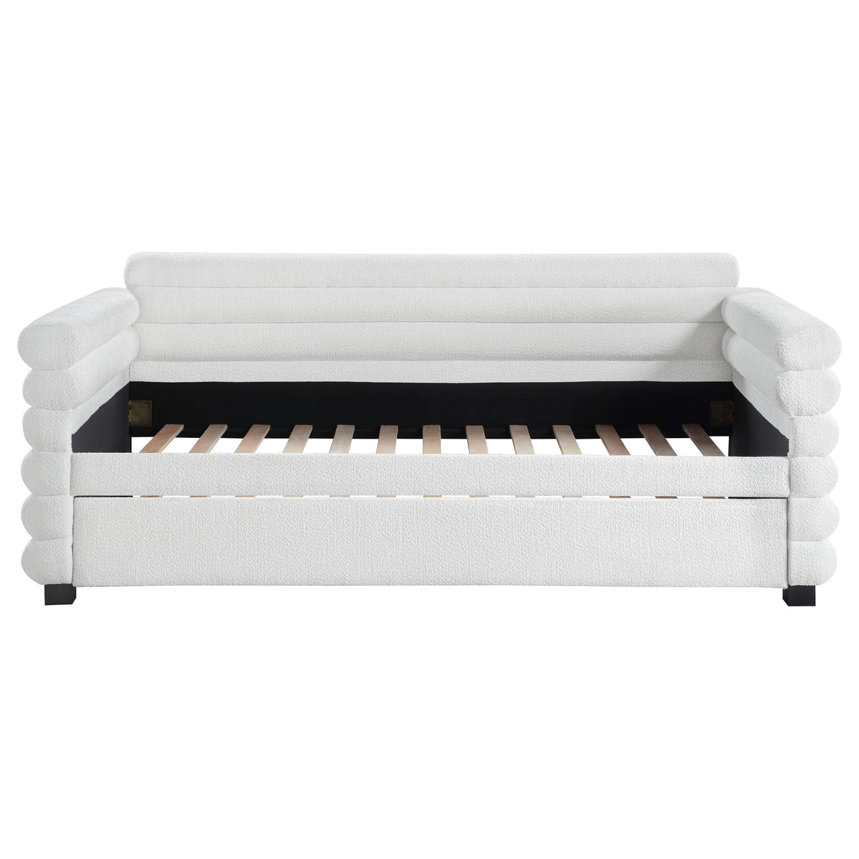 Patricia Boucle Upholstered Twin Day Bed with Trundle White from Coaster - Luna Furniture