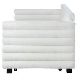 Patricia Boucle Upholstered Twin Day Bed with Trundle White from Coaster - Luna Furniture