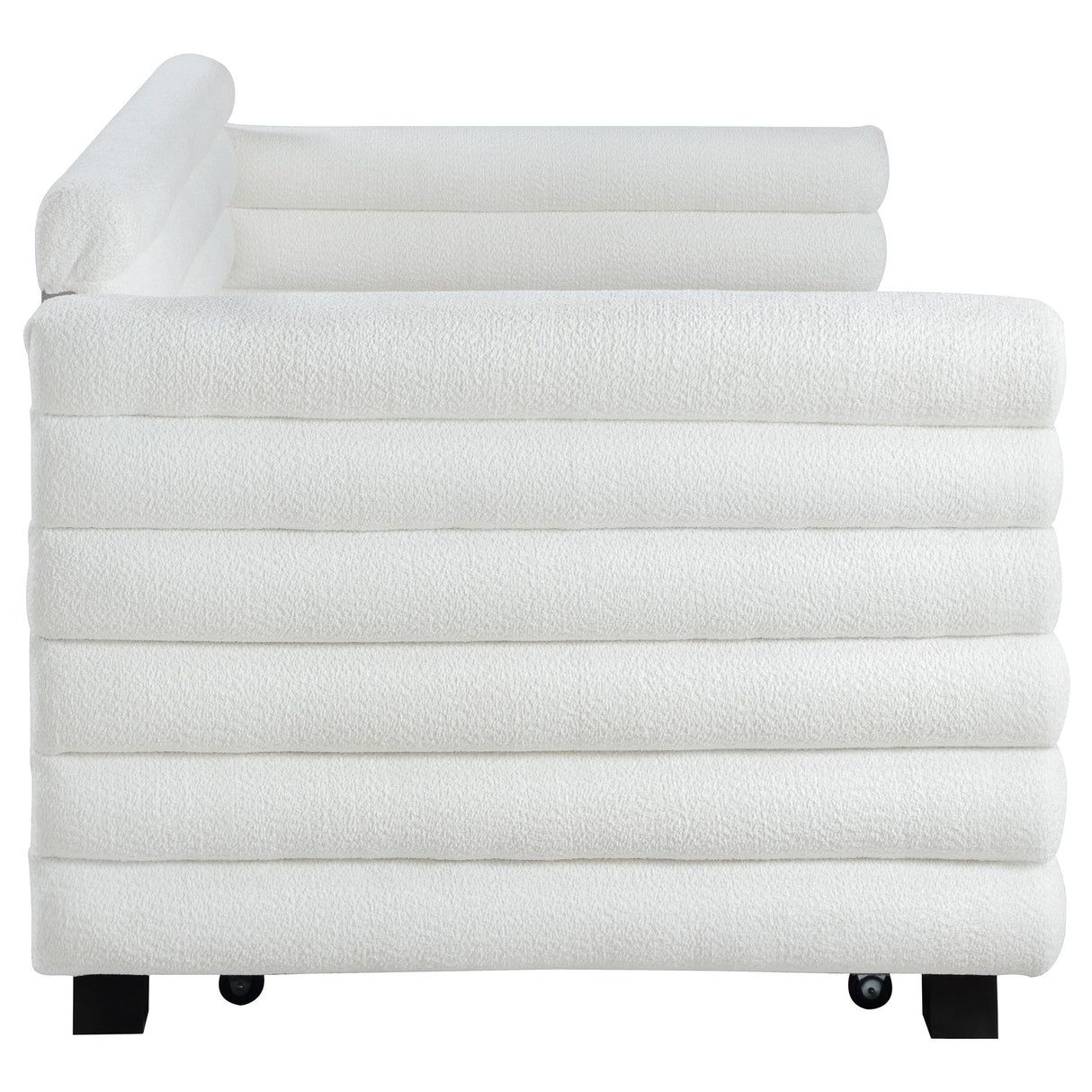 Patricia Boucle Upholstered Twin Day Bed with Trundle White from Coaster - Luna Furniture