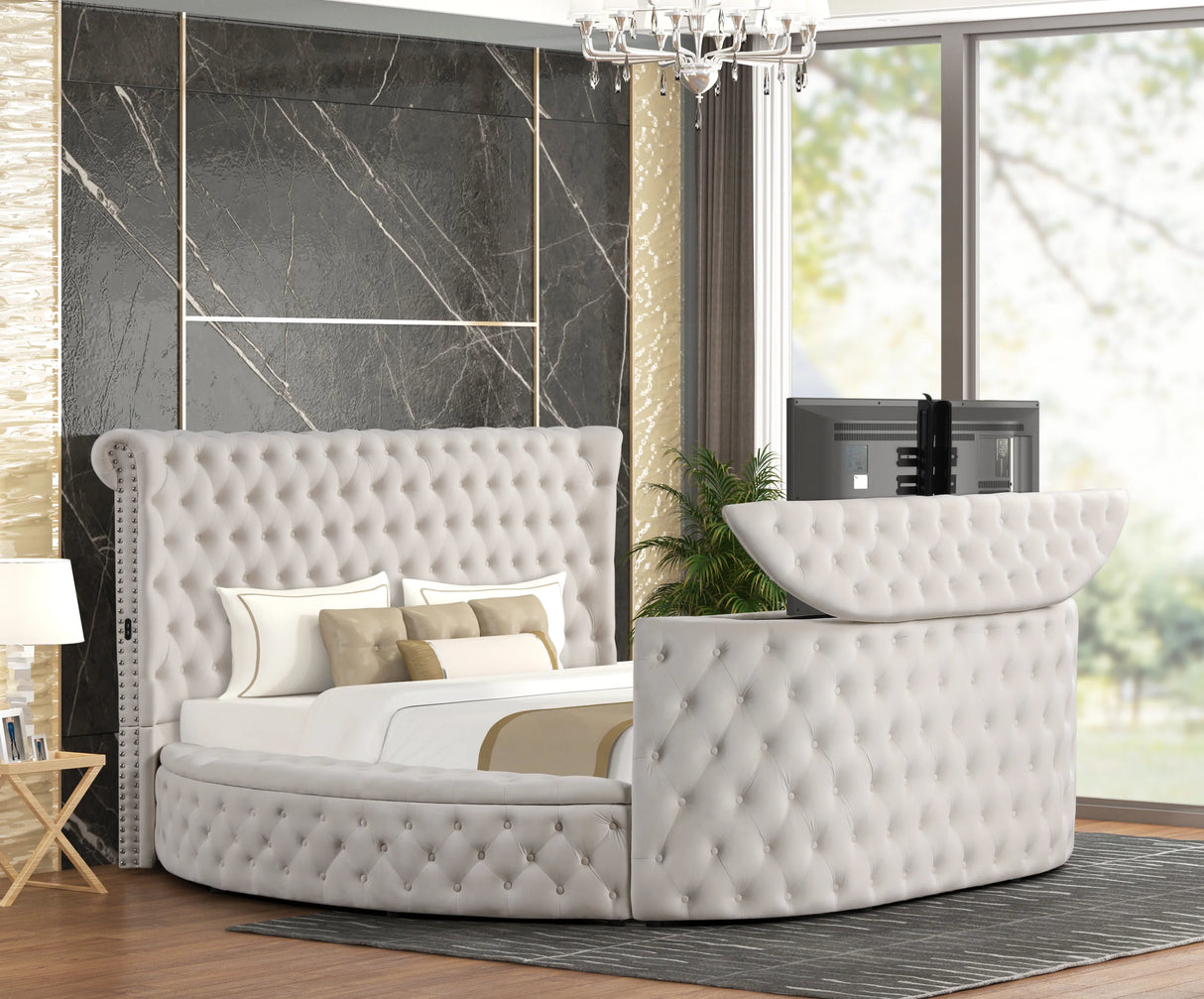 Patron Beige Platform Bed - Queen, King *King - PATRON BEIGE King