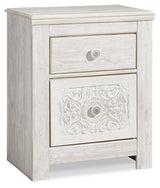 Paxberry Full Panel Bed with Nightstand in Whitewash from Ashley - Luna Furniture