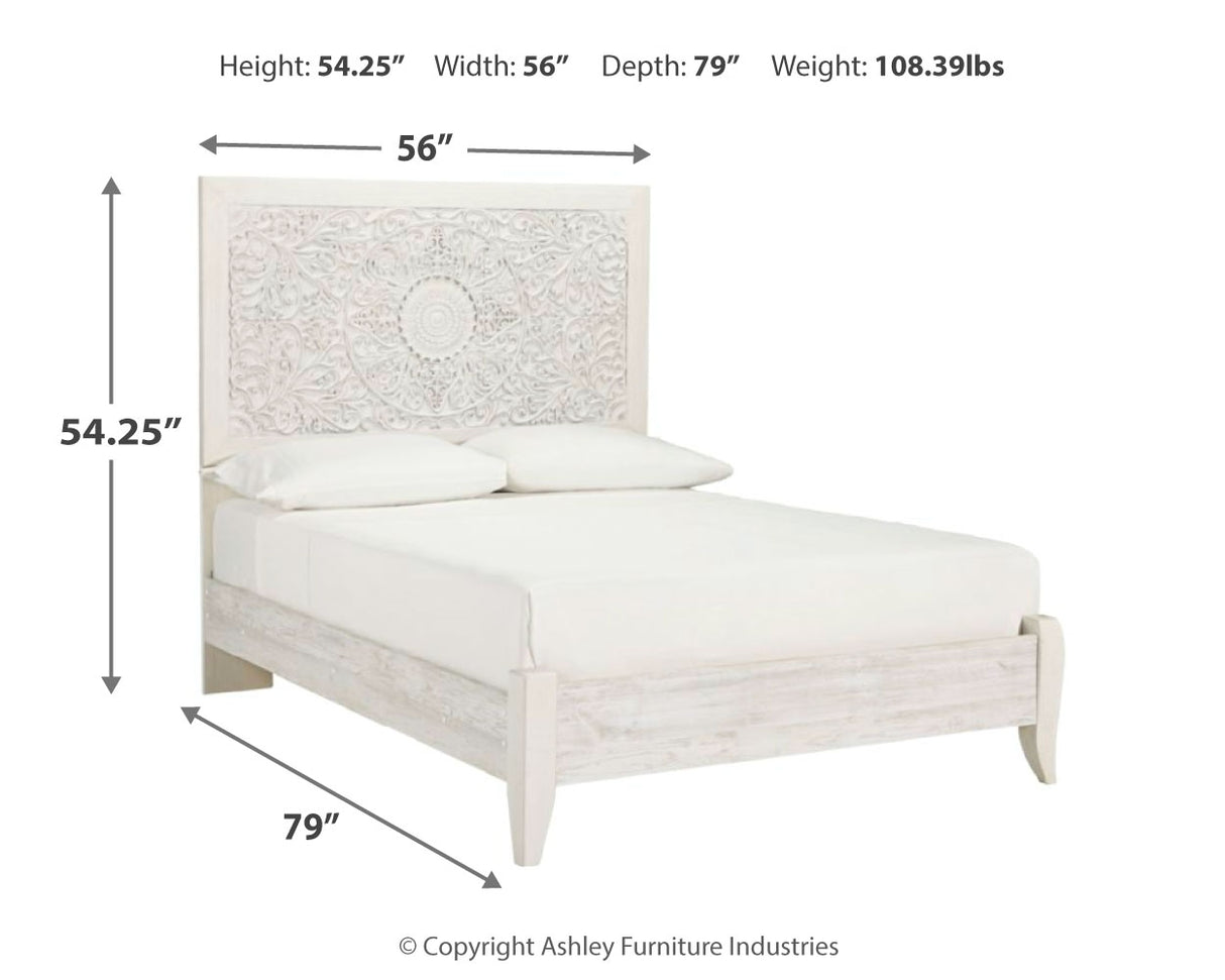 Paxberry Full Panel Bed with Nightstand in Whitewash from Ashley - Luna Furniture