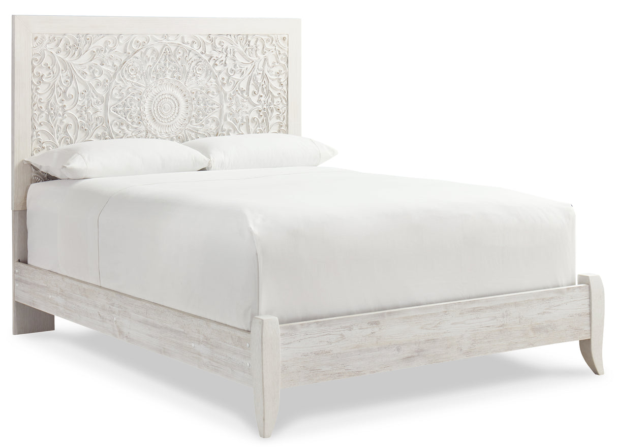 Paxberry Queen Panel Bed with Dresser in Whitewash from Ashley - Luna Furniture