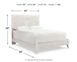 Paxberry Queen Panel Bed with Mirrored Dresser and 2 Nightstands in Whitewash from Ashley - Luna Furniture