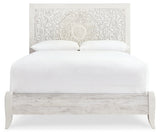 Paxberry Queen Panel Bed with Mirrored Dresser and 2 Nightstands in Whitewash from Ashley - Luna Furniture