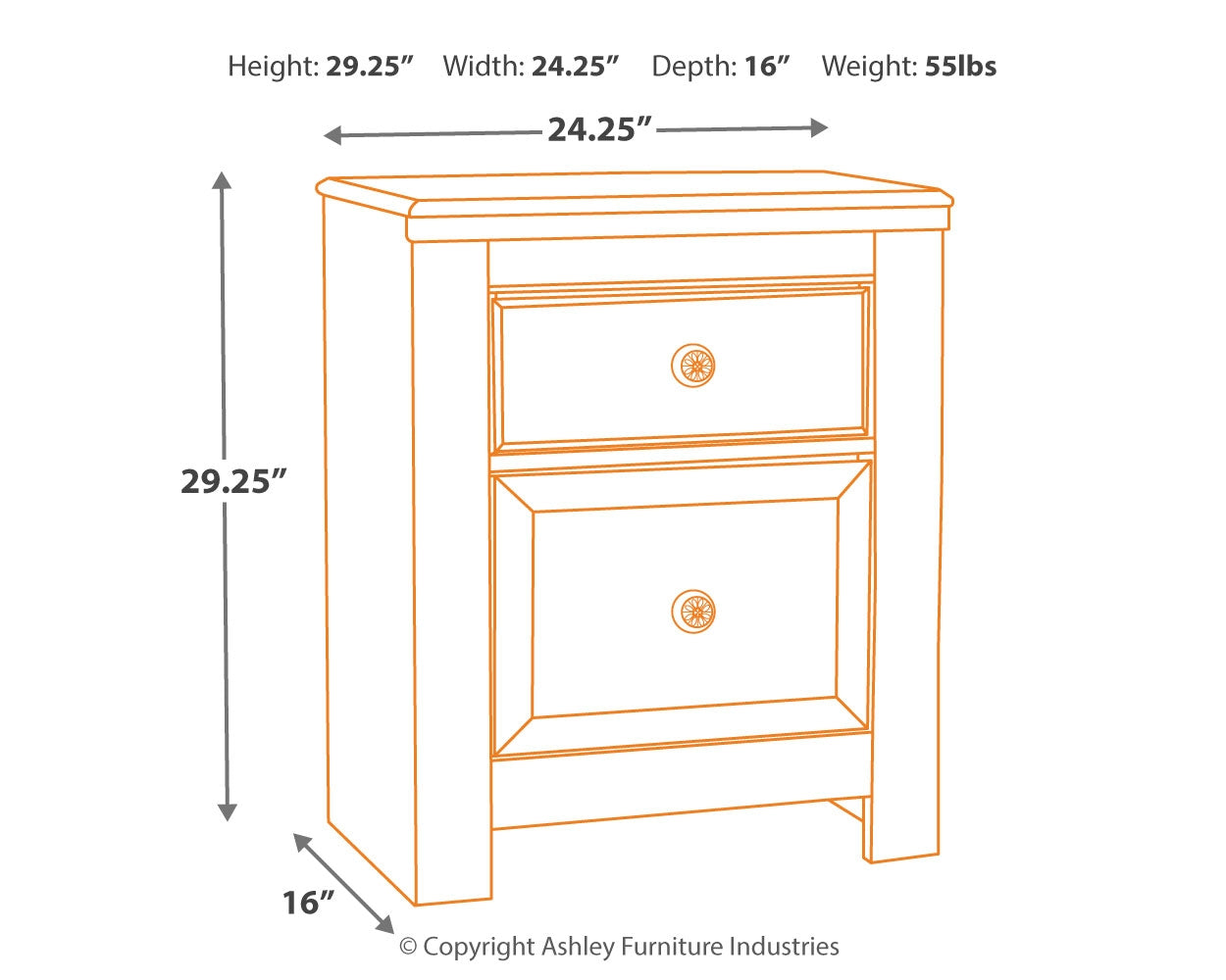 Paxberry Twin Panel Bed with Nightstand Whitewash by Ashley