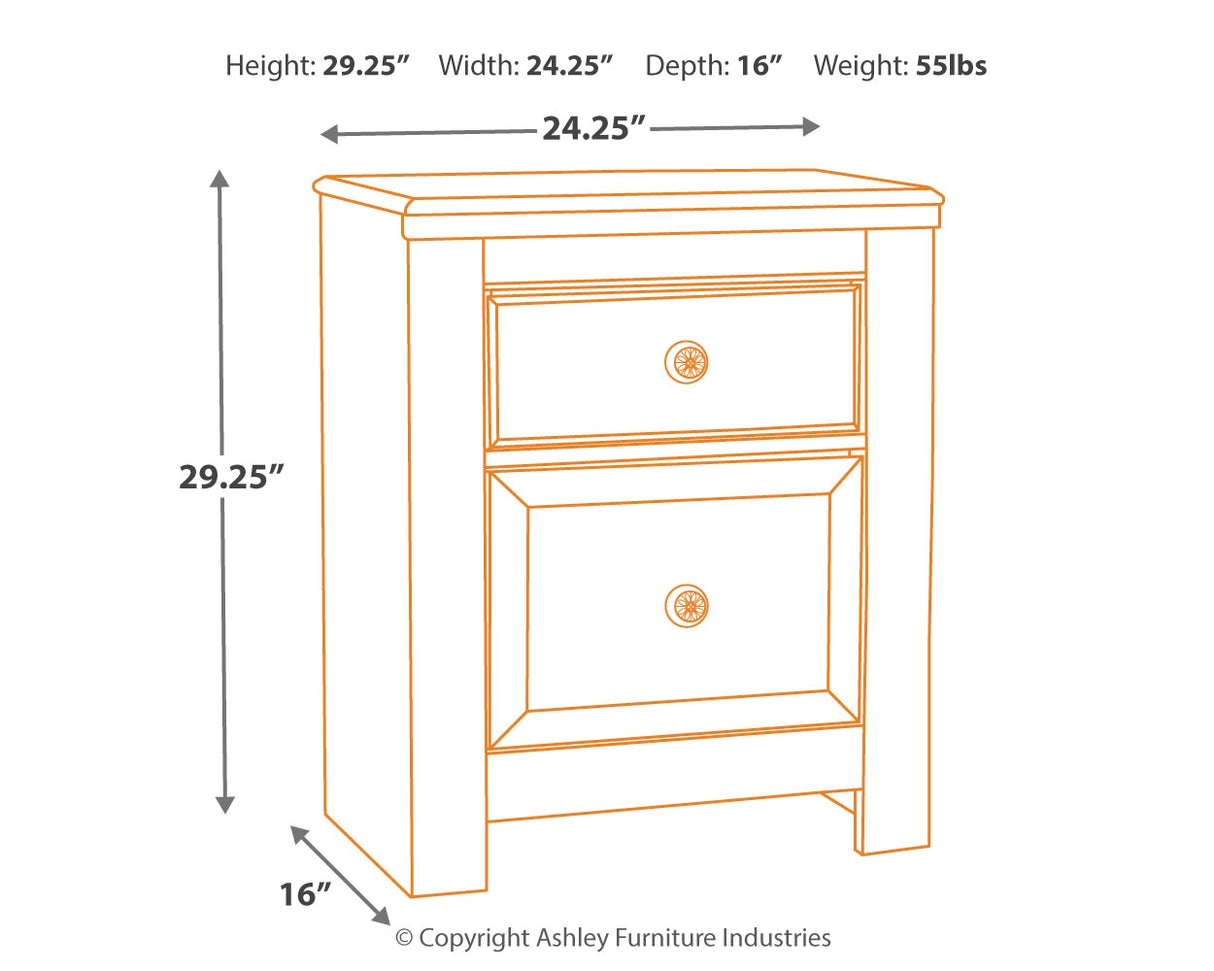 Paxberry Twin Panel Bed with Nightstand in Whitewash - PKG000708