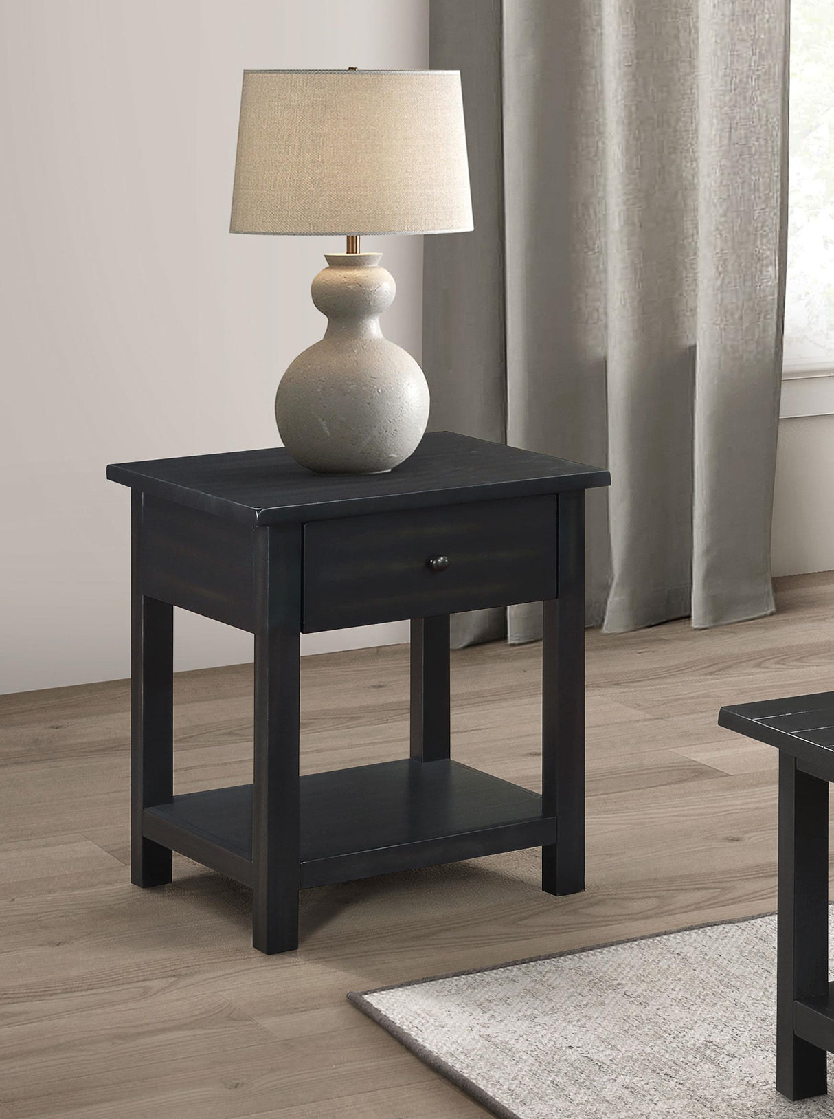 Payne 1-drawer Wood End Table with Shelf Java from Coaster - Luna Furniture