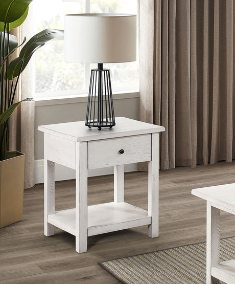 Payne 1-drawer Wood End Table with Shelf White from Coaster - Luna Furniture