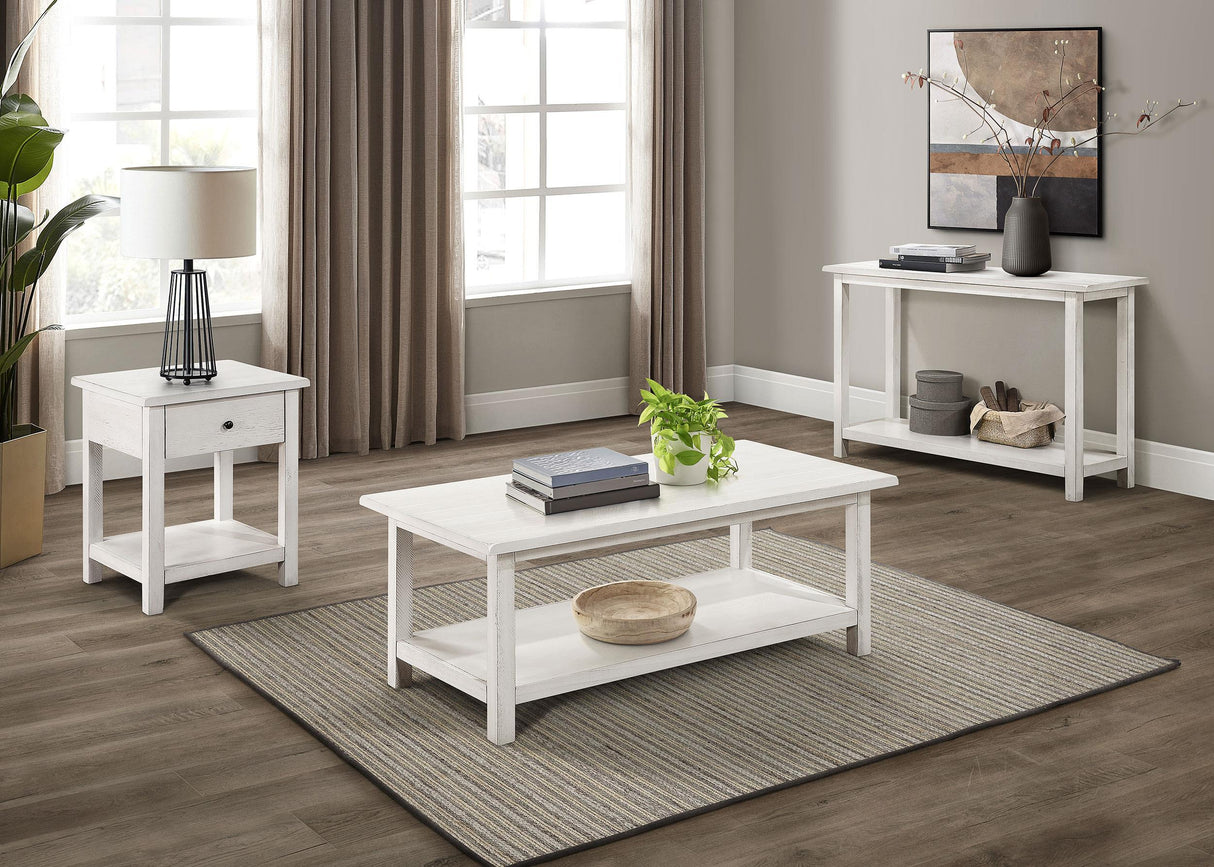 Payne 1-drawer Wood End Table with Shelf White from Coaster - Luna Furniture