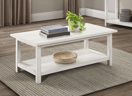 Payne Wood Coffee Table with Shelf White from Coaster - Luna Furniture