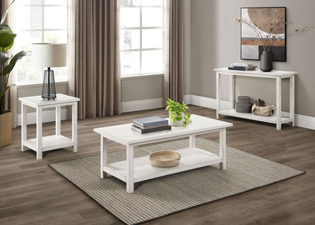 Payne Wood Coffee Table with Shelf White from Coaster - Luna Furniture