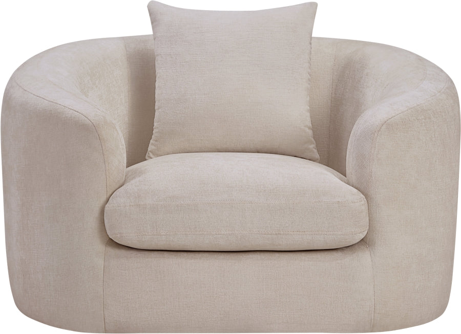 Penelope Chenille Fabric Upholstered Accent Chair in Beige from Meridian - Luna Furniture