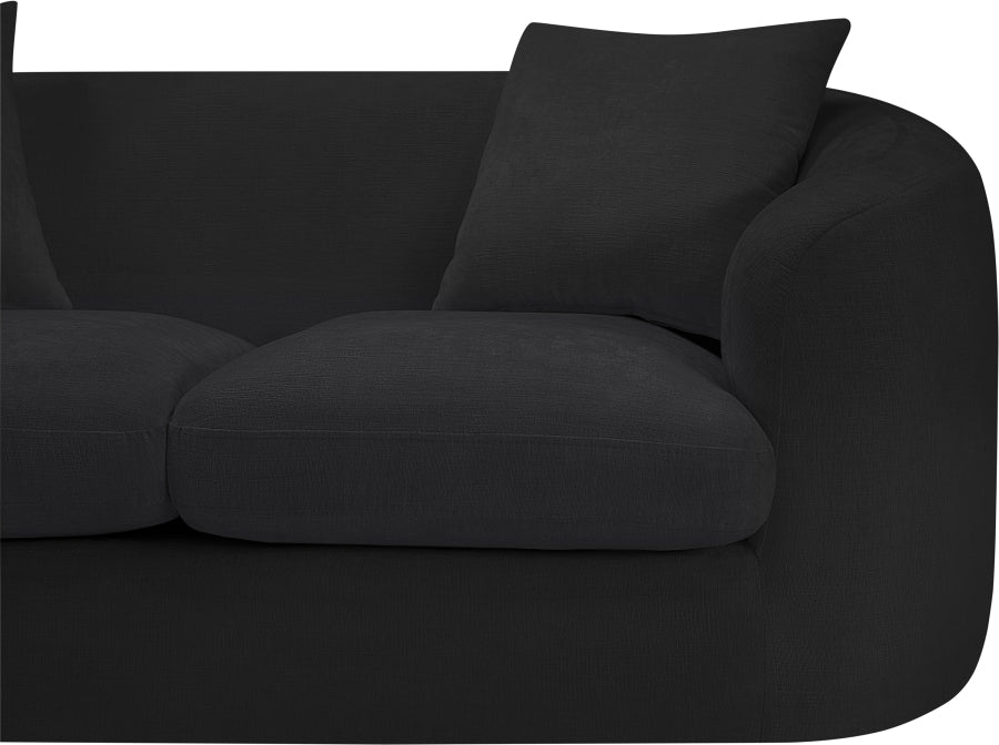 Penelope Chenille Fabric Upholstered Loveseat in Black from Meridian - Luna Furniture