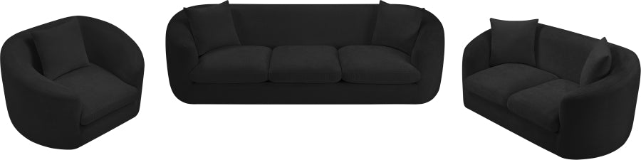 Penelope Chenille Fabric Upholstered Loveseat in Black from Meridian - Luna Furniture