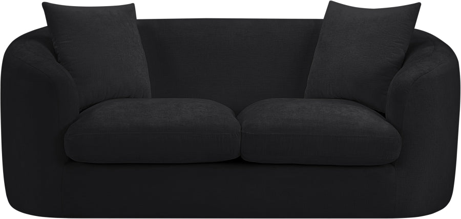 Penelope Chenille Fabric Upholstered Loveseat in Black from Meridian - Luna Furniture