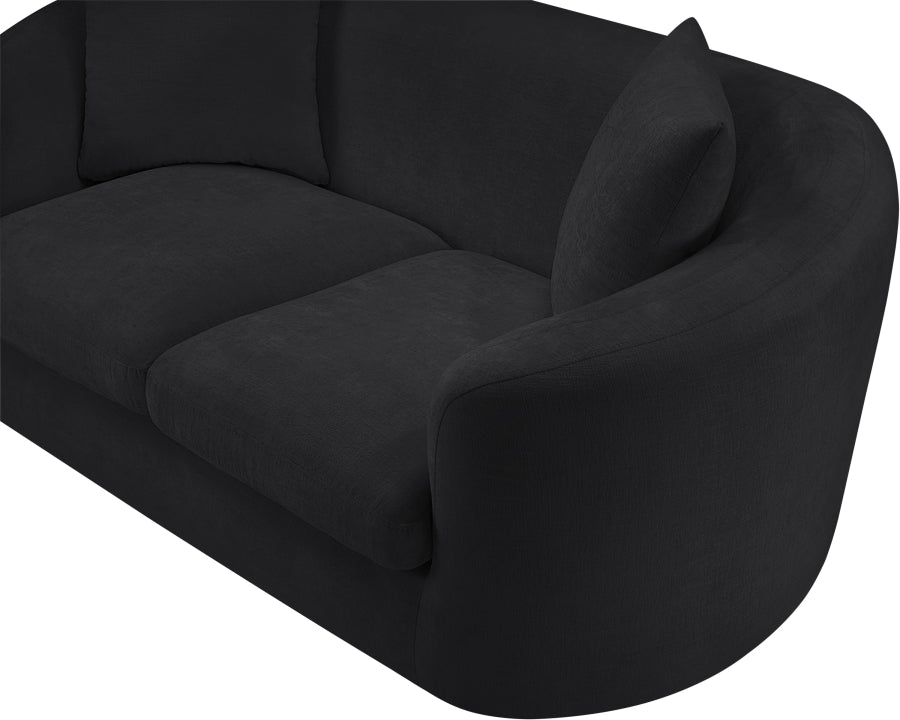 Penelope Chenille Fabric Upholstered Loveseat in Black from Meridian - Luna Furniture