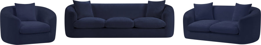 Penelope Chenille Fabric Upholstered Loveseat in Blue from Meridian - Luna Furniture