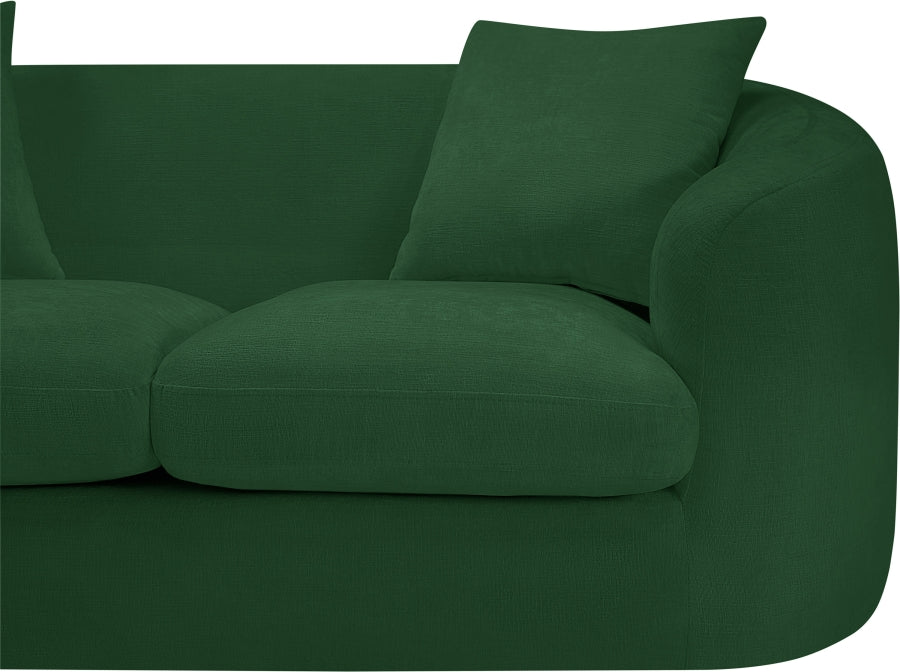 Penelope Chenille Fabric Upholstered Loveseat in Green from Meridian - Luna Furniture