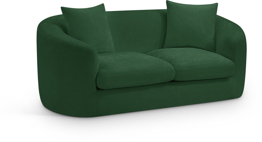 Penelope Chenille Fabric Upholstered Loveseat in Green from Meridian - Luna Furniture