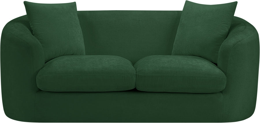 Penelope Chenille Fabric Upholstered Loveseat in Green from Meridian - Luna Furniture