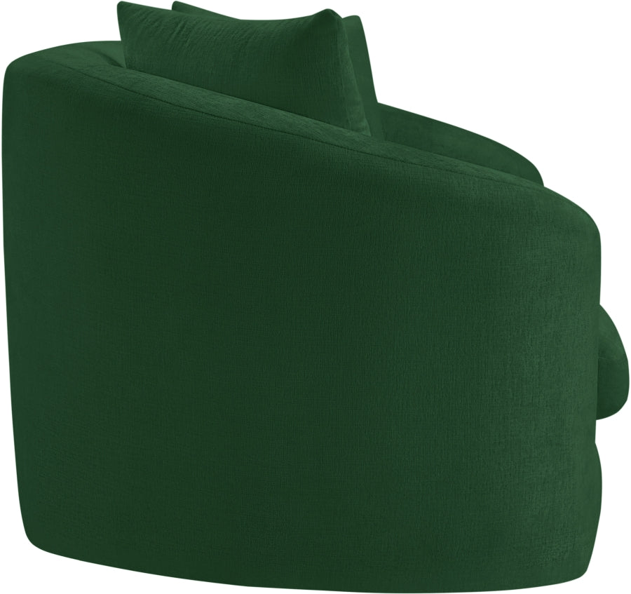 Penelope Chenille Fabric Upholstered Loveseat in Green from Meridian - Luna Furniture